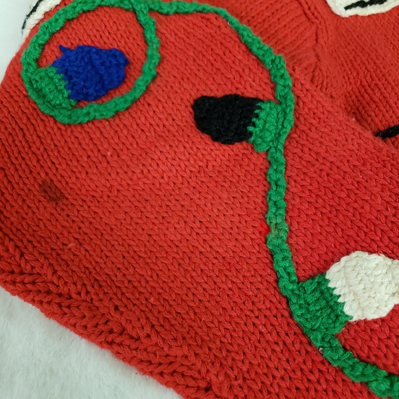 Vintage 90s Ugly Christmas Sweater Cardigan bulb lights Size medium - Picture 5 of 10